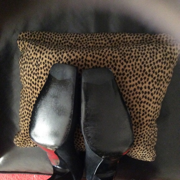 Black Faux Suede square toe stiletto Heel - Picture 3 of 3